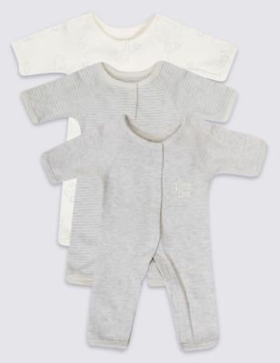 3 Pack Premature Pure Cotton Sleepsuits